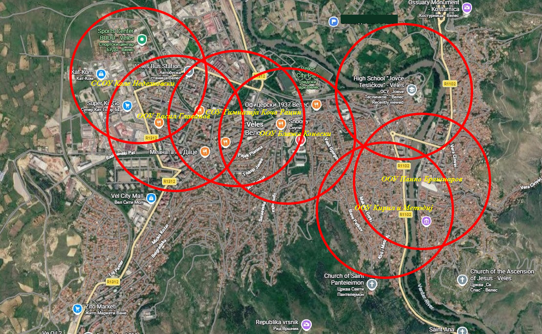 Mapa Veles bez kazina